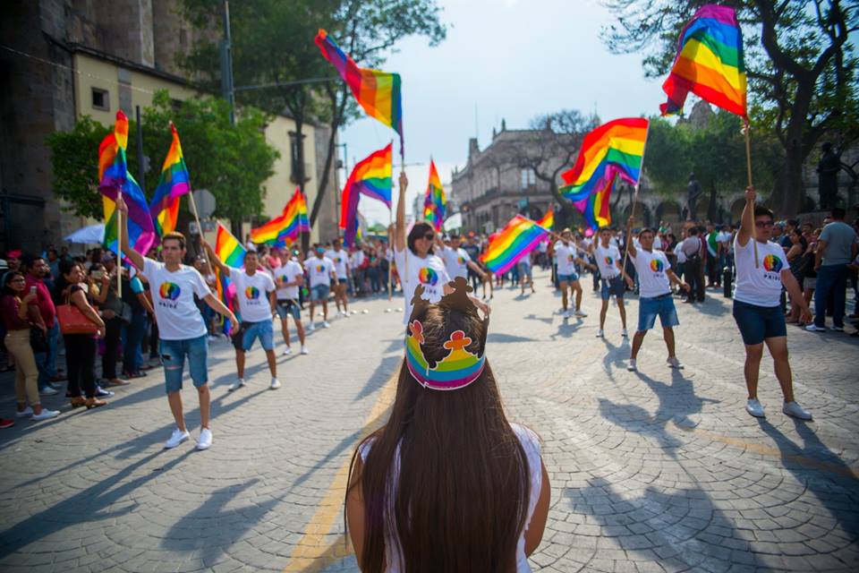 Marching with pride flags in Guadalajara