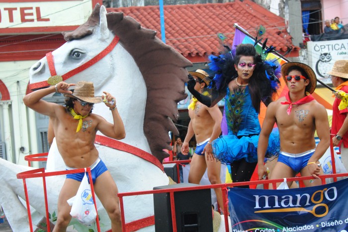 Veracruzanos in the state capital Xalapa celebrate during the annual pride march