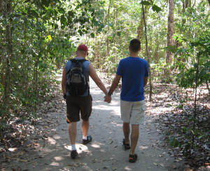 gay couple on jungle trail