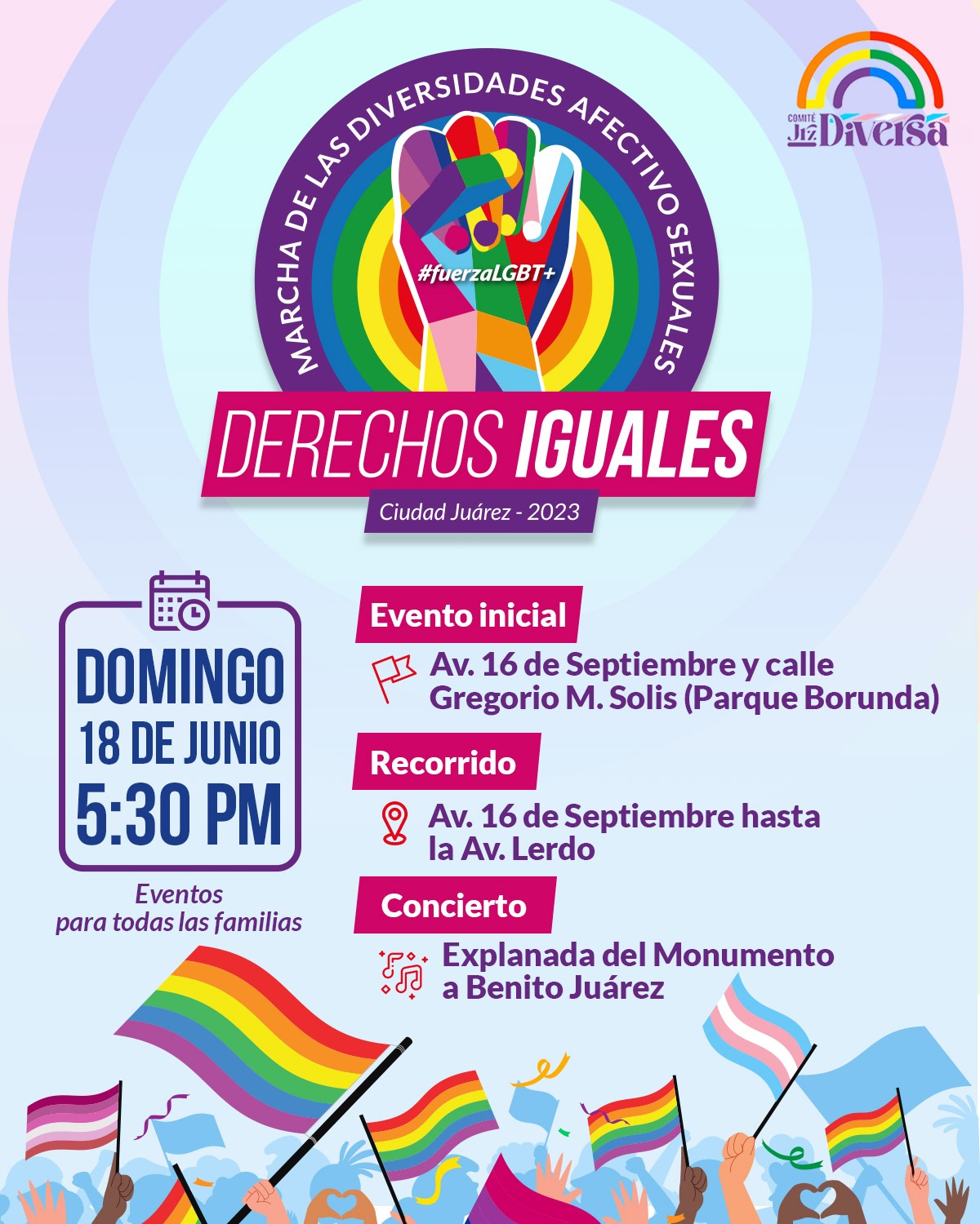 Marcha de las Diversidades Afectivo Sexuales en Ciudad Juarez